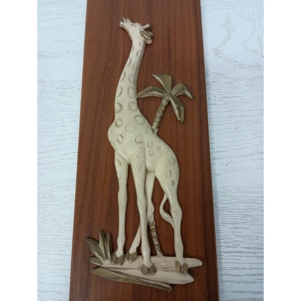 VTG 3D Giraffe Wall Plaque Sculpture Wood Plastic Decorative Handmade Hanging